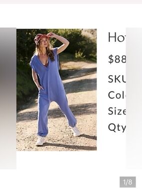 Hot Shot Free People Lavender V-Neck Relaxed Jumpsuit